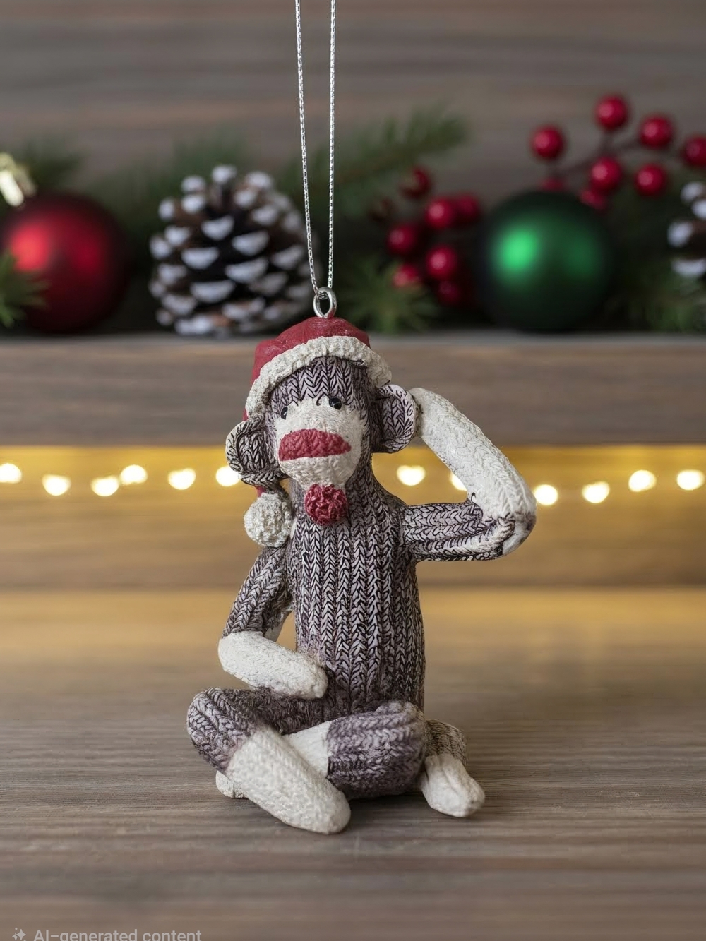 Vintage sock monkey ornament or decor. So cute so 80s. Approx 4 inches